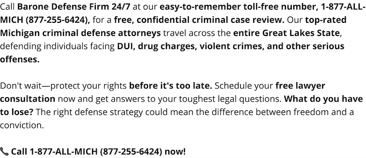 Patrick T. Barone is a Michigan Super Lawyer, who has maintained continuous top attorney ratings since 2007. In addition, the Michigan native is the author of multiple books on OWI, DUI and criminal law. The OUIL attorney near me has lectured at over 80 legal seminars all over America. He leads Barone Defense Firm in providing aggressive legal warriors for each client's criminal case.